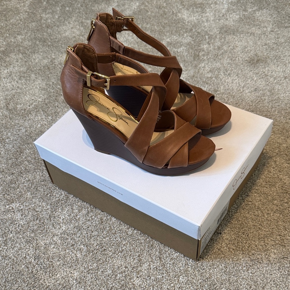 Jessica Simpson Tan Wedge Sandals